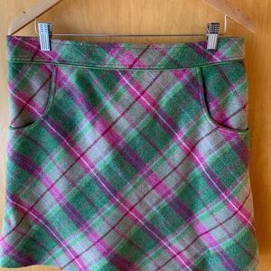 Plaid Mini Skirt in Green and Pink